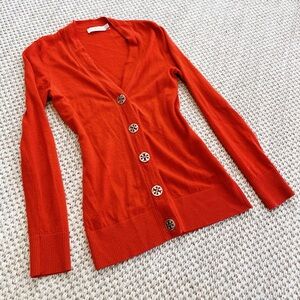 Tory Burch 100% Merino Wool Logo Button Cardigan – Women’s XS